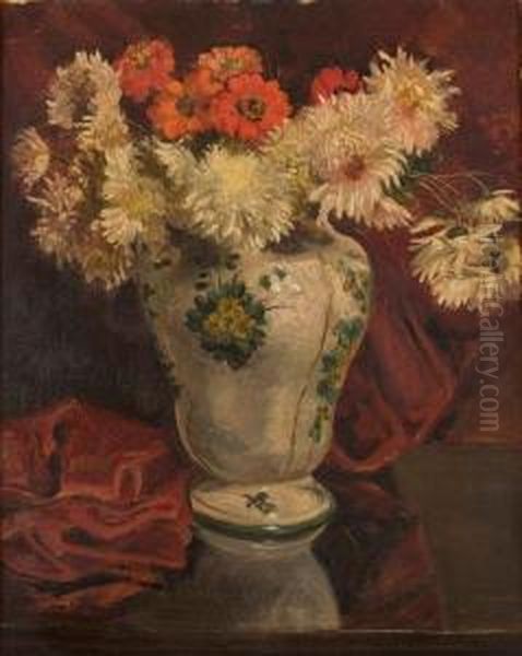 Vaso In Maiolica Con Fiori - view 1