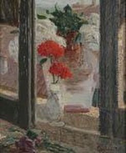 Vasi Di Fiori Sul Davanzale by Pietro Gaudenzi