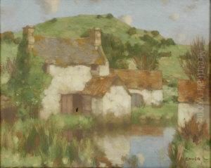 Farm Steading Before A Pond