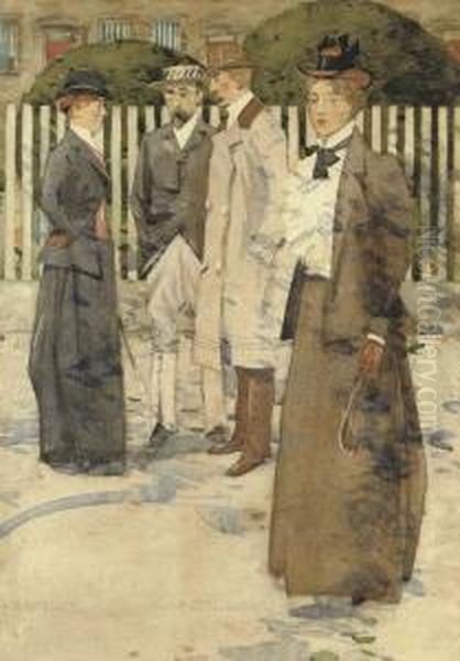 Elegant Figures In A Cheltenham Street by David Gauld