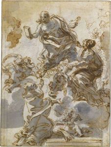 Christ And The Virgin With Saint Nicholas Of Bari by Giovanni Battista (Baciccio) Gaulli