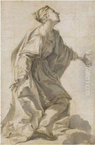 A Kneeling Female Figure, In Profile To The Right by Giovanni Battista (Baciccio) Gaulli