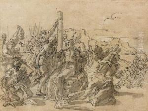 A Scene Of Martyrdom With A 
Saint Seated On A Pyre, And Monks Beingdecapitated In The Background 
(recto); A Kneeling Cleric Looking Tothe Right (verso)