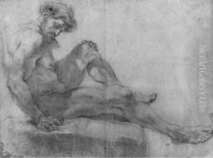 A Nude Seated On A Rock