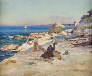 Les Remailleurs De Filets by Adolphe Gaussen