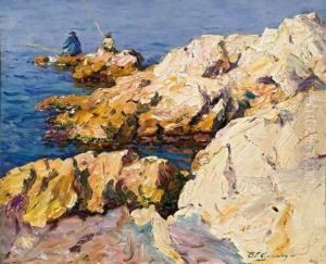 Pecheurs En Bord De Corniche. Pecheurs En Bord De Corniche.