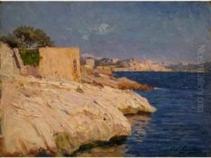 Bord De Corniche. by Adolphe Gaussen