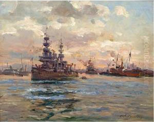 Bateaux Militaires Dans La Rade De Toulon. - view 1