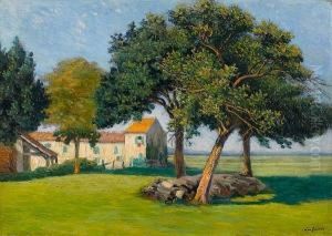 Landscape With Farm Buildings by Leo Gausson