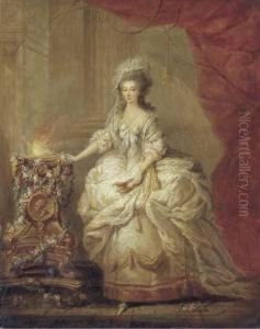 Portrait Of A Lady,
Small-full-length, Dressed As A Vestal Virgin,said To Be
Marie-antoinette. by Jacques - Fabien Gautier - Dagoty
