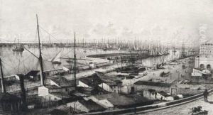 Les Bassins De La Joliette A Marseille by Lucien Marcelin Gautier