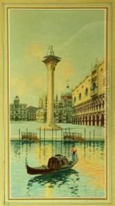 Venice Scene With Gondola by Natale Gavagnin