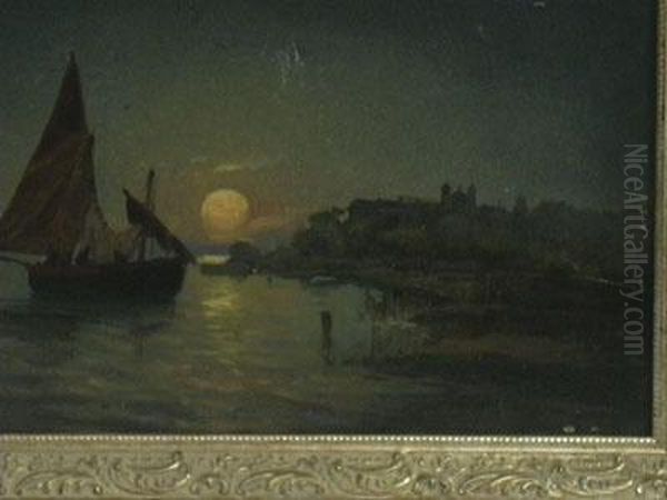Marina Di Notte Con Barca Di Pescatori - view 1