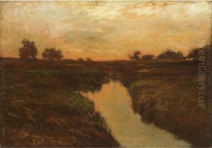River Sunset Landscape by Edward B. Gay