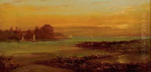 Sailboats At Sunset by Edward B. Gay