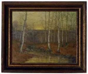 Beech Trees In A Late Autumn Landscape by George Howell Gay