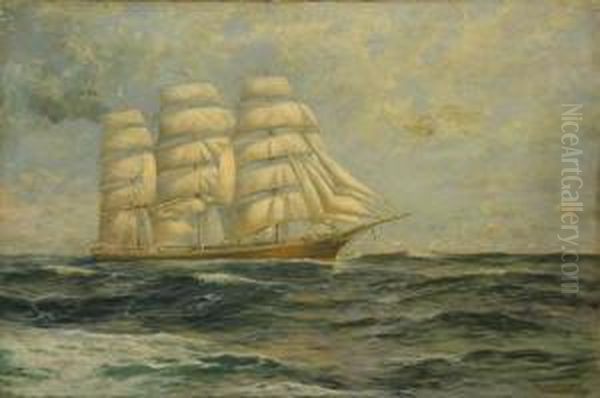 A Sailing Vessel On Choppy Seas - view 1