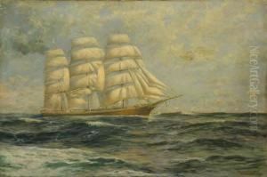 A Sailing Vessel On Choppy Seas