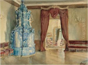 Parlor With A Delft Oven. by Walter Gay