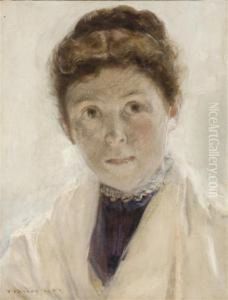 Portrait De Femme Au Chale Blanc by Walter Gay