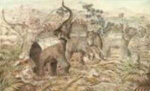 La Chasse Au Tigre A Dos D'elephant by Walter Gay