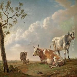 Cows And Sheepat The Field by Christian David Gebauer