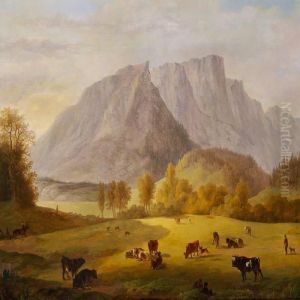 Cows In A Meadow In The Alps