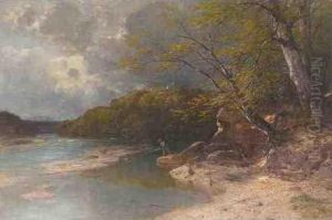 Angler Am Isar-ufer by Ludwig Gebhardt