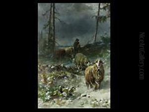 Die Heimkehr Des Schafhirten Vor Dem Gewitter by Friedrich Otto Gebler