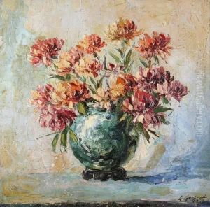 Dahlias In A Blue Vase
