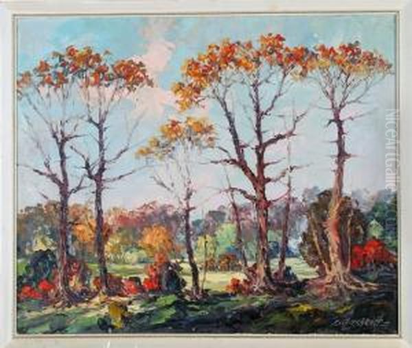 Trees With Golden Leaves, Landscape - view 1