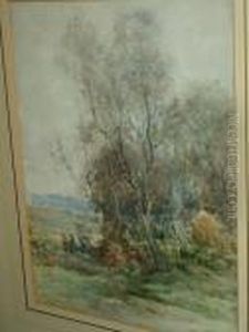 Figures By Woodland Cottages by Ewan Geddes