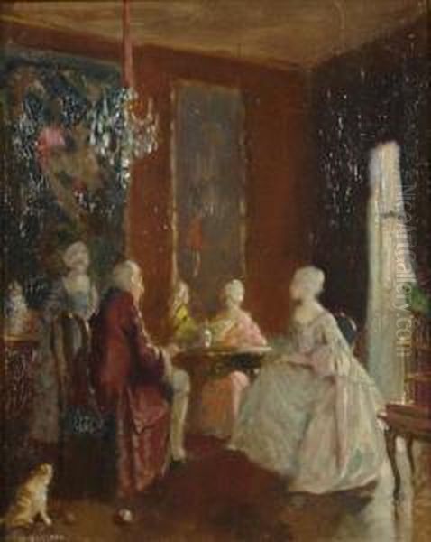 Rococo-company In The Parlour In Courteous Conversation - view 1