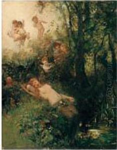 Schlafende Nymphe Am Bach (sleeping Nymph) by Carl Gehrts