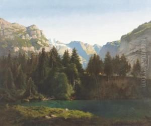 Sommerliche Gebirgspartie Mit Dem Blausee.