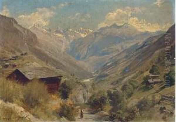 Figure In An Alpine Landscape - view 1