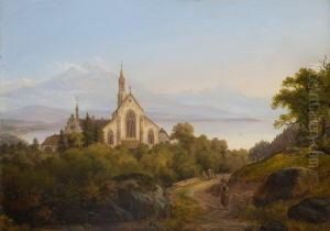 Blick Auf Eine Mittelalterliche
 Klosteranlage Uber Dem Vierwaldstatter See.