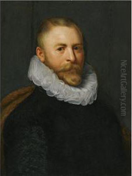 Portrait Of A Man, Bust Length, Wearing A Black Costume With A White Ruff - view 1