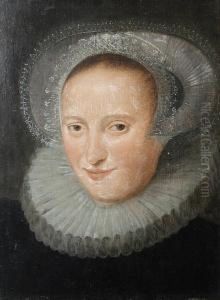 Portrait Of A Woman Wearing A Ruff And Lace Bonnet