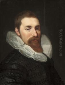 Portrait Of A Gentleman, Bust-length, In A Black Coat And Whiteruff by Gortzius Geldorp