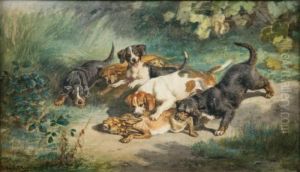 Lievre Prispar Des Chiens by Jules Bertrand Gelibert