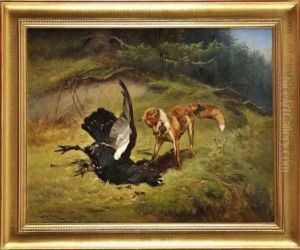 Renard Et Coq De Bruyere by Jules Bertrand Gelibert