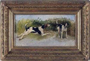 Deux Chiens De Meute Fox-hound by Jules Bertrand Gelibert