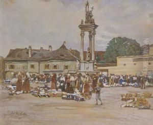 Market Scene by Johann Nepomuk Geller