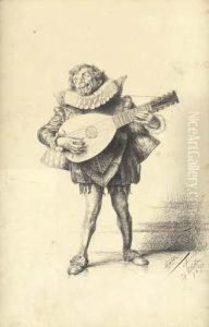 Giullare With Guitar by Edoardo Gelli