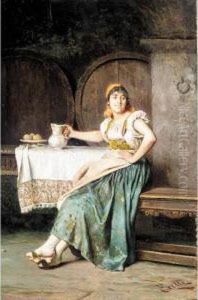 Woman In A Wine Cellar