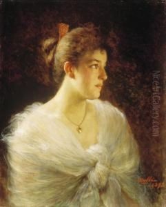 Young Lady In White Dress by Edoardo Gelli