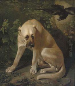 A Raven Teasing A Hound A Raven Teasing A Hound