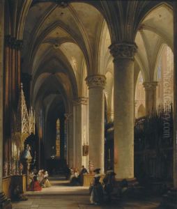 Kooromgang In Eengotische Kerk by Jules Victor Genisson