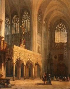 Kerkinterieur by Jules Victor Genisson